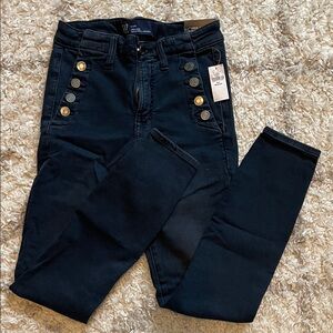 GAP Women's High Rise Black Jeans with Button Detail